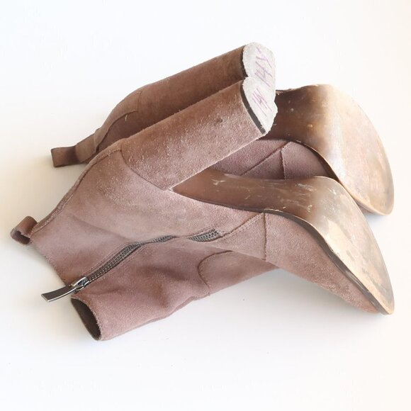 Steve Madden Roooler Beige Suede Leather Block Heel Ankle Boots / Booties Size 7 - Picture 14 of 15